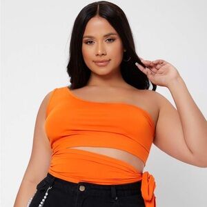 SHEIN One-Shoulder Tie-Detail Top
